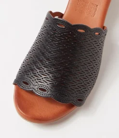 Women DIANA FERRARI Heels|Sandals-Etelle Black Leather Sandals