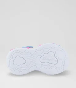 SKECHERS Sport School Shoes-Eternal Heart Lights Toddler Pink Rainbow Canvas Fabric Sneakers