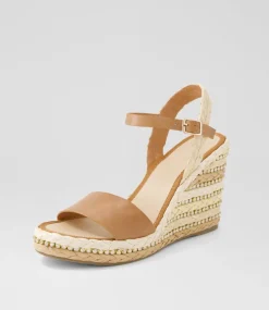 Women TOP END Espadrilles|Wedges-Etroya Tan Natural Multi Leather Sandals