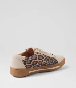 Women SUPERSOFT Comfort|Sneakers-Evone Almond Tan Leopard Leather Suede Sneakers