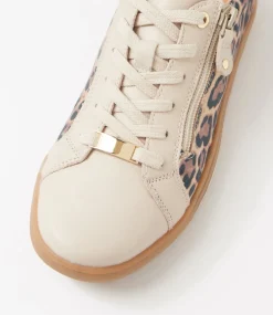 Women SUPERSOFT Comfort|Sneakers-Evone Almond Tan Leopard Leather Suede Sneakers