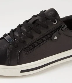 Women SUPERSOFT Comfort|Sneakers-Evone Black Leather Sneakers