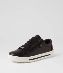 Women SUPERSOFT Comfort|Sneakers-Evone Black Leather Sneakers