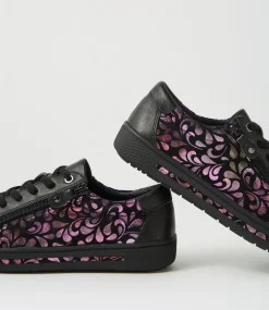 Women SUPERSOFT Comfort|Sneakers-Evone Black Petal Leather Suede Sneakers