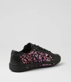 Women SUPERSOFT Comfort|Sneakers-Evone Black Petal Leather Suede Sneakers