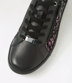 Women SUPERSOFT Comfort|Sneakers-Evone Black Petal Leather Suede Sneakers
