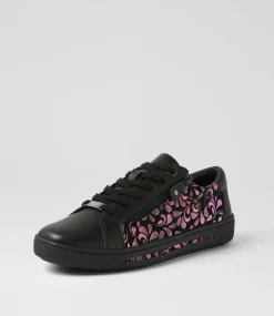 Women SUPERSOFT Comfort|Sneakers-Evone Black Petal Leather Suede Sneakers