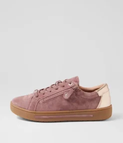 Women SUPERSOFT Comfort|Sneakers-Evone Dark Mauve Rose Gold Suede Leather Sneakers