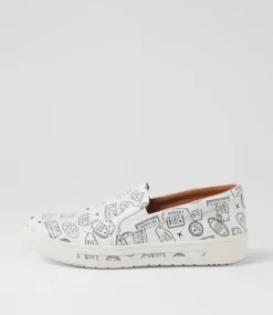 Women SUPERSOFT Comfort|Sneakers-Exercise Black Grey Travel Stamp Leather Sneakers