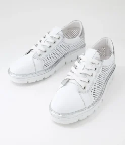 Women TOP END Sneakers-Exra White Silver Leather Sneakers
