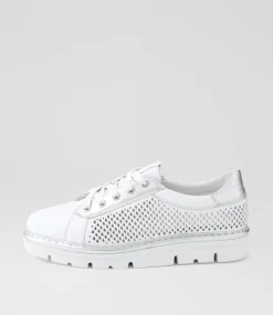 Women TOP END Sneakers-Exra White Silver Leather Sneakers