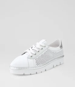 Women TOP END Sneakers-Exra White Silver Leather Sneakers