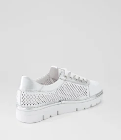 Women TOP END Sneakers-Exra White Silver Leather Sneakers