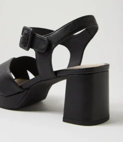 Women SUPERSOFT Comfort|Heels-Fabi Black Leather Sandals
