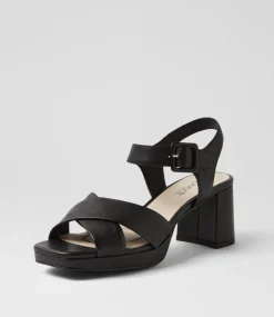 Women SUPERSOFT Comfort|Heels-Fabi Black Leather Sandals