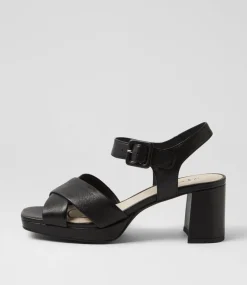 Women SUPERSOFT Comfort|Heels-Fabi Black Leather Sandals