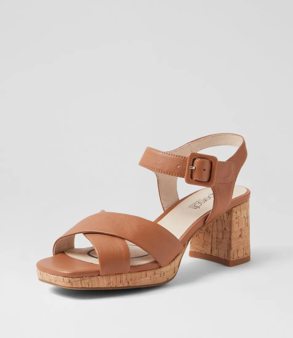 Women SUPERSOFT Comfort|Heels-Fabi Dark Tan Cork Leather Sandals