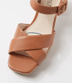 Women SUPERSOFT Comfort|Heels-Fabi Dark Tan Cork Leather Sandals
