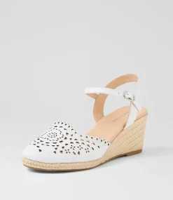 Women DIANA FERRARI Espadrilles|Wedges-Fabi White Leather Wedges