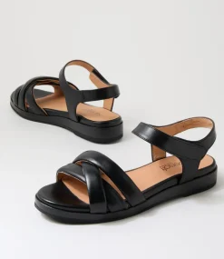 Women SUPERSOFT Comfort|Flats-Fabrice Black Leather Sandals
