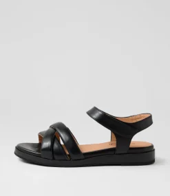 Women SUPERSOFT Comfort|Flats-Fabrice Black Leather Sandals