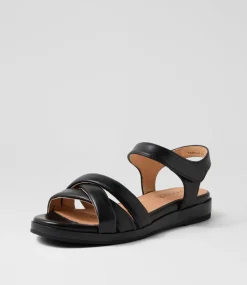 Women SUPERSOFT Comfort|Flats-Fabrice Black Leather Sandals