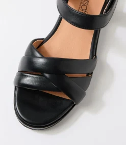 Women SUPERSOFT Comfort|Flats-Fabrice Black Leather Sandals