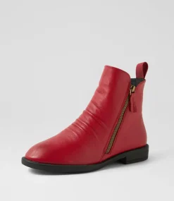 Women DIANA FERRARI Boots-Fadei Dark Red Leather Ankle Boots
