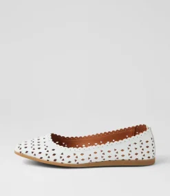 Women DIANA FERRARI Flats-Fahey White Leather Flat Shoes