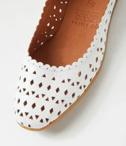 Women DIANA FERRARI Flats-Fahey White Leather Flat Shoes