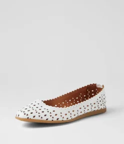 Women DIANA FERRARI Flats-Fahey White Leather Flat Shoes