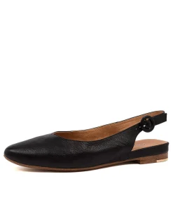 Women TOP END Flats-Fairy Black Leather Flat Shoes
