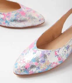 Women TOP END Flats-Fairy Silver Pink Print Leather Flat Shoes