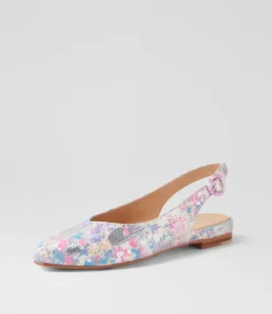 Women TOP END Flats-Fairy Silver Pink Print Leather Flat Shoes