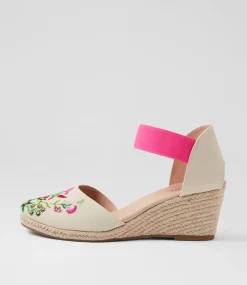 Women DIANA FERRARI Espadrilles|Wedges-Falecia Natural Multi Fabric Elastic Wedges