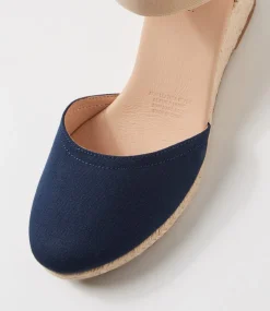 Women DIANA FERRARI Espadrilles|Wedges-Falecia Navy Canvas Elastic Wedges