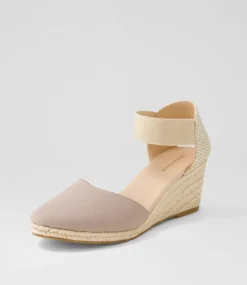 Women DIANA FERRARI Espadrilles|Wedges-Falecia Taupe Canvas Elastic Wedges