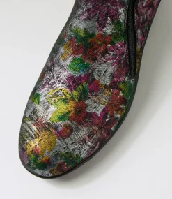Women SUPERSOFT Boots|Comfort-Fallenn Black Painted Floral Leather Ankle Boots