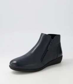 Women SUPERSOFT Comfort|Boots-Fallenn Navy Leather Ankle Boots