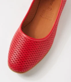 Women DIANA FERRARI Flats-Fallon Red Leather Flat Shoes