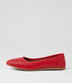 Women DIANA FERRARI Flats-Fallon Red Leather Flat Shoes