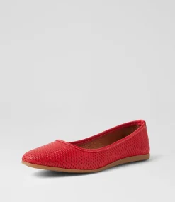 Women DIANA FERRARI Flats-Fallon Red Leather Flat Shoes