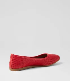 Women DIANA FERRARI Flats-Fallon Red Leather Flat Shoes