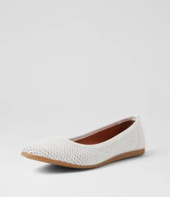 Women DIANA FERRARI Flats-Fallon White Leather Flat Shoes