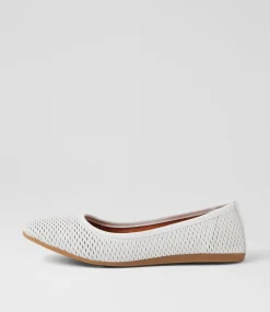 Women DIANA FERRARI Flats-Fallon White Leather Flat Shoes