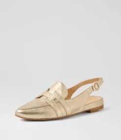 Women TOP END Loafers|Flats-Falti Champagne Crush Leather Loafers