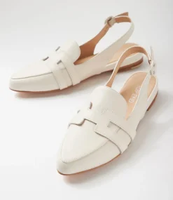 Women TOP END Loafers|Flats-Falti Ivory Leather Flat Shoes