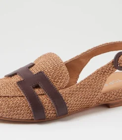 Women TOP END Loafers|Flats-Faltis Tan Choc Fabric Loafers