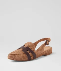 Women TOP END Loafers|Flats-Faltis Tan Choc Fabric Loafers