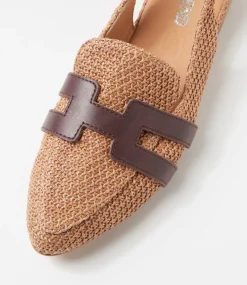 Women TOP END Loafers|Flats-Faltis Tan Choc Fabric Loafers